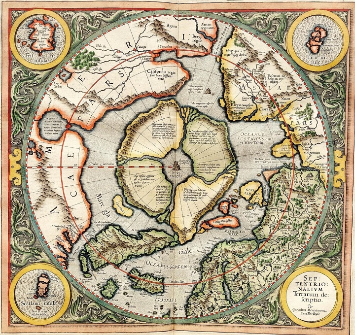 Mercator's map of the North Pole 1595