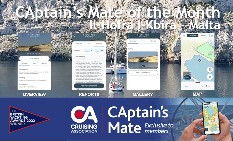 Detailed cruising information on CAptain's Mate for Il-Hofra I-Kbira, Malta