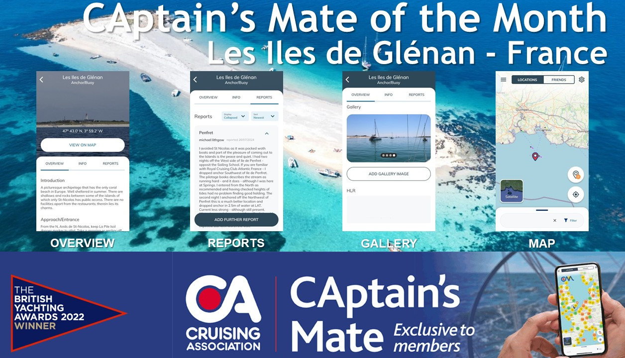 Detailed cruising information on CAptain's Mate for Les Iles de Glénan, France