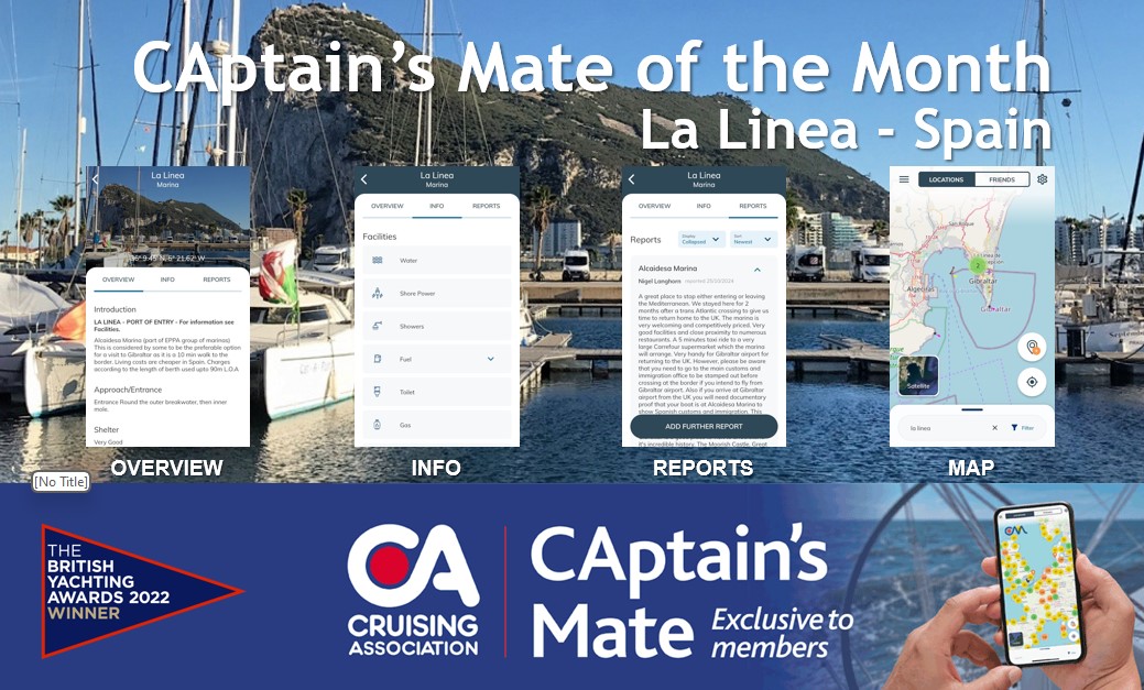 Detailed cruising information on CAptain's Mate for La Linea, Spain