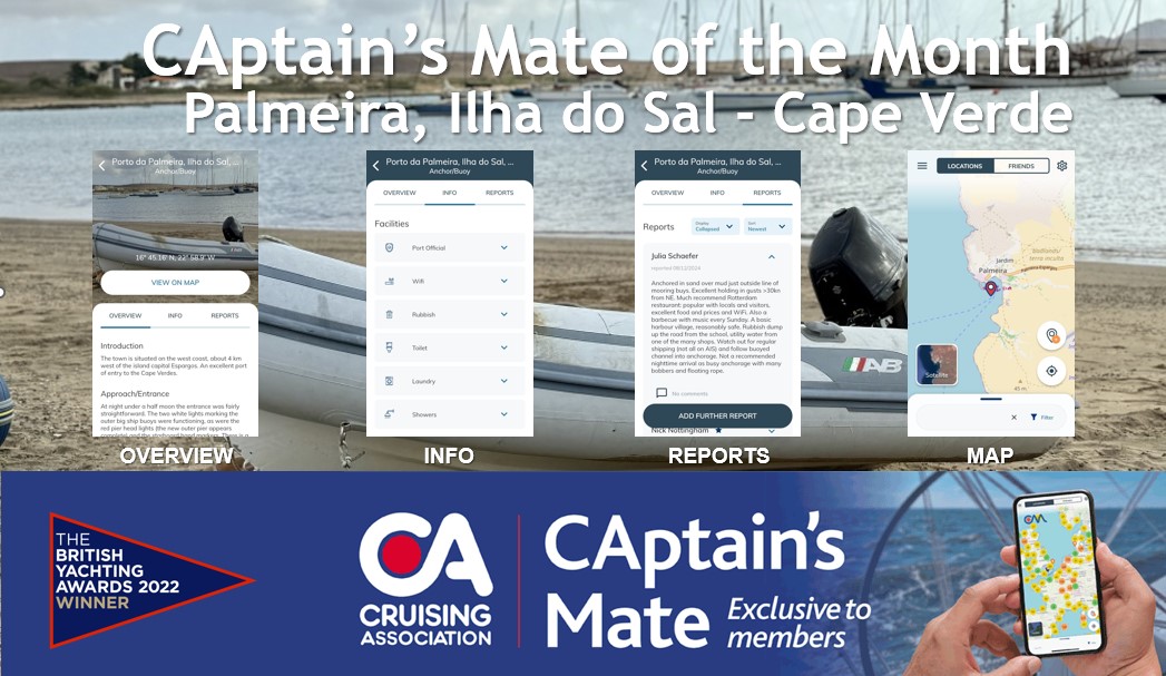 Detailed cruising information on CAptain's Mate for Palmeira, Ilha do Sal, Cape Verde