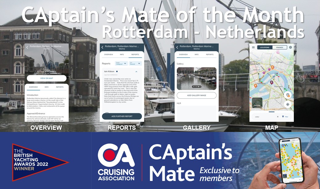 Detailed cruising information on CAptain's Mate for Rotterdam, Netherlands