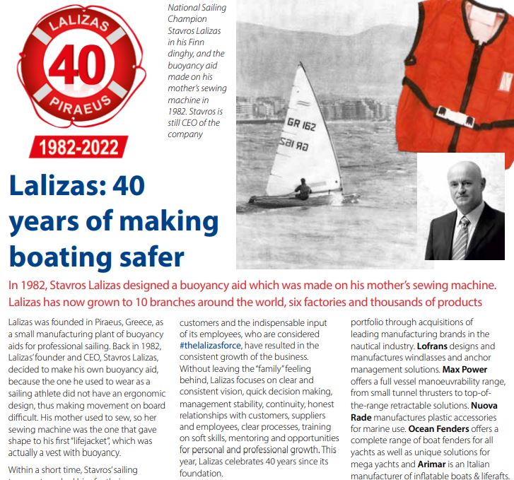 Lalizas feature in Boating Business in Cruising magazine